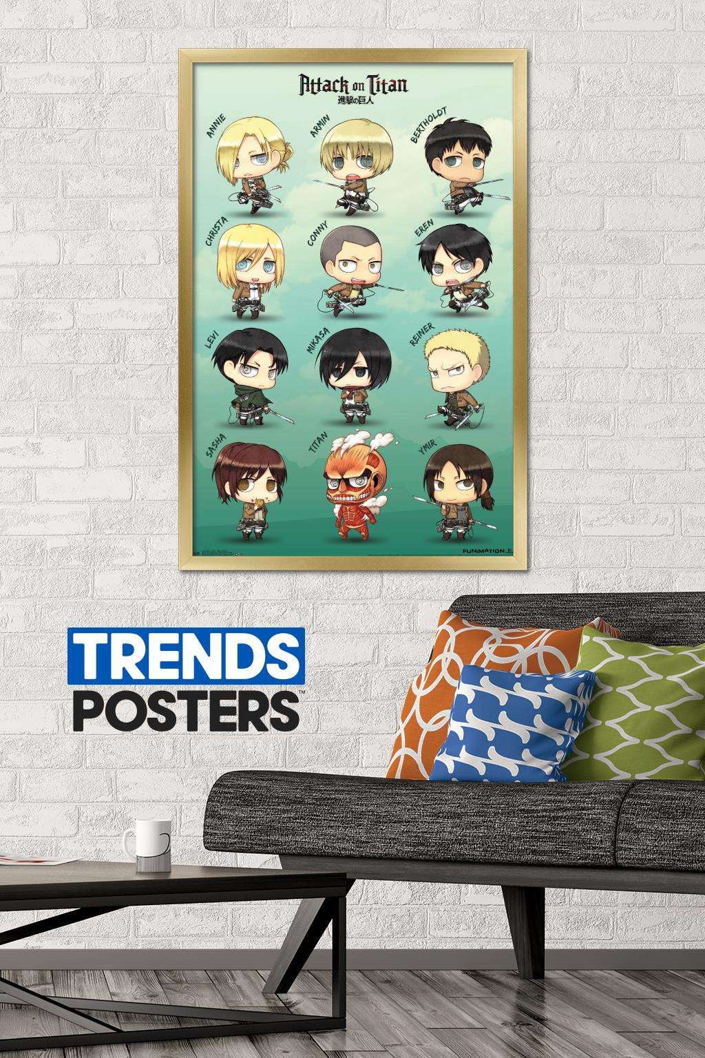 Attack on Titan - Chibi Characters Wall Poster, 22.375" x 34", Framed