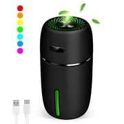 Mini USB Air Humidifier Aroma Diffuser Car Essential Oil Air Purifier with LED Color:black
