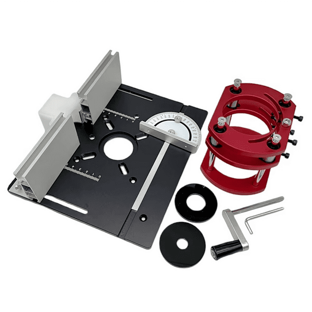 de Elevación de Fresadora y Placa de Inserción de Mesa de Fresadora de Aluminio, Máquina Ranuradora de Grabado de Madera con Recortadora Eléctrica, Color Negro