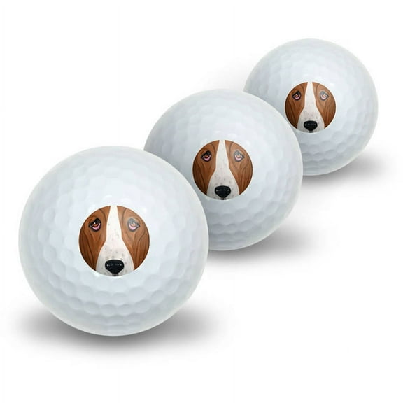 Basset Hound Face Dog Pet Novelty Golf Balls, 3pk