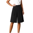 thumbnail image 3 of Cutuoiiu Women's Summer High Waist Button Decor Wide Leg Knee Length Shorts for Casual Daily Wear, 3 of 6