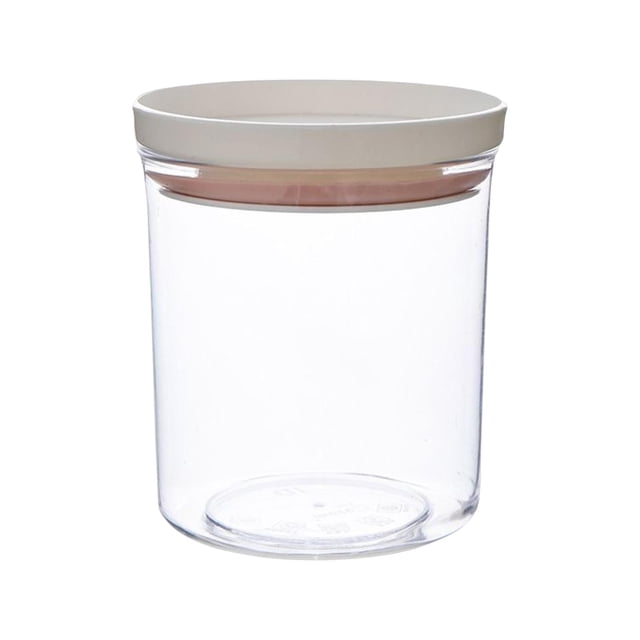 DOLITY Bocal de Rangement Récipient Décoratif Bocal Transparent Boîtes Étanches Bocal de Stockage Alimentaire Blanc Rose 350ML