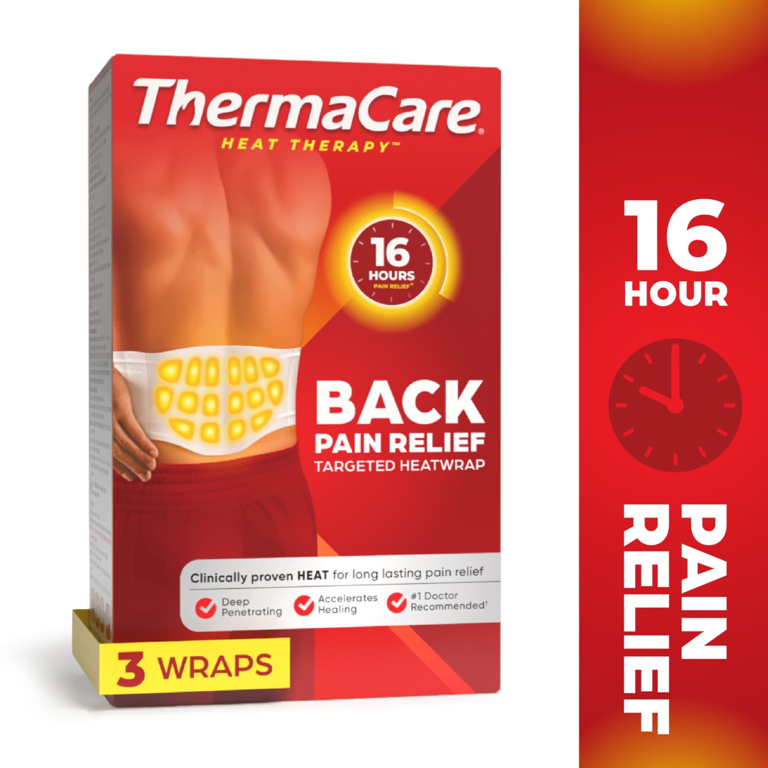 (2 pack) ThermaCare HeatWraps Lower Back Pain Therapy, Designed for Lower Back and Hip Pain, Size L – XL, 3 HeatWraps