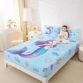thumbnail image 3 of Feelyou Fairy Sea Mermaid Princess Bed Sheets for Kids Boys Girls, Music Note Starfish King Sheets, Blue, 4pcs, 3 of 5