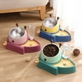 thumbnail image 2 of Caja de comida y agua para mascotas con forma de mariposas y abejas, inclinación de 15 grados, pequeños cuencos automáticos de comida para gatos y perros, color verde bosque, 2 of 5