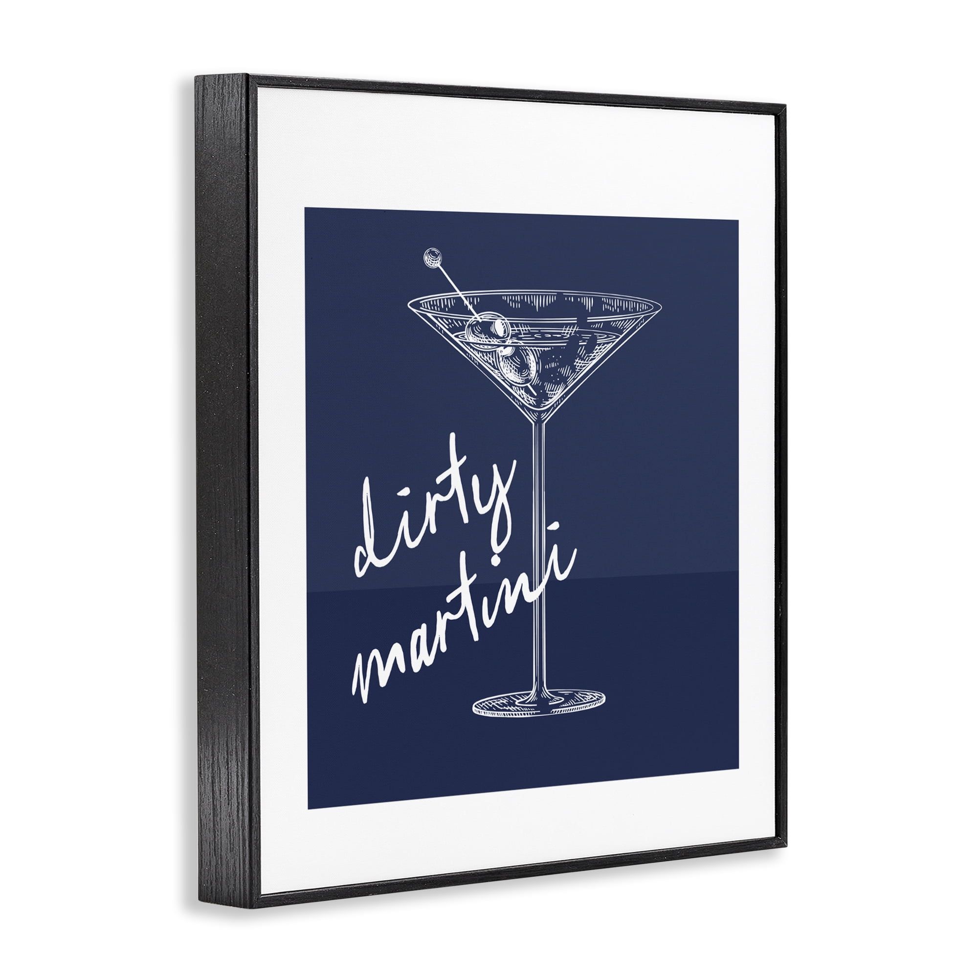 Stupell Industries Dirty Martini on Blue Black Framed Giclee Art, design by Lettered and Lined