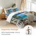 thumbnail image 7 of Blue Sky Sandy Beach Bedding Duvet Cover Set King Size 4 Pieces Coconut Trees Windows View Bedding Set with Zipper Closure, 1 Comforter Cover 92x106 Inches 1 Flat Sheet & 2 Pillow Cases, 7 of 7