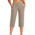 thumbnail image 2 of YanHoo Yoga Capris for Women Elastic Waist Pull On Stretchy Capri Pants Casual Comfy Cropped Trousers with Pockets, 2 of 8
