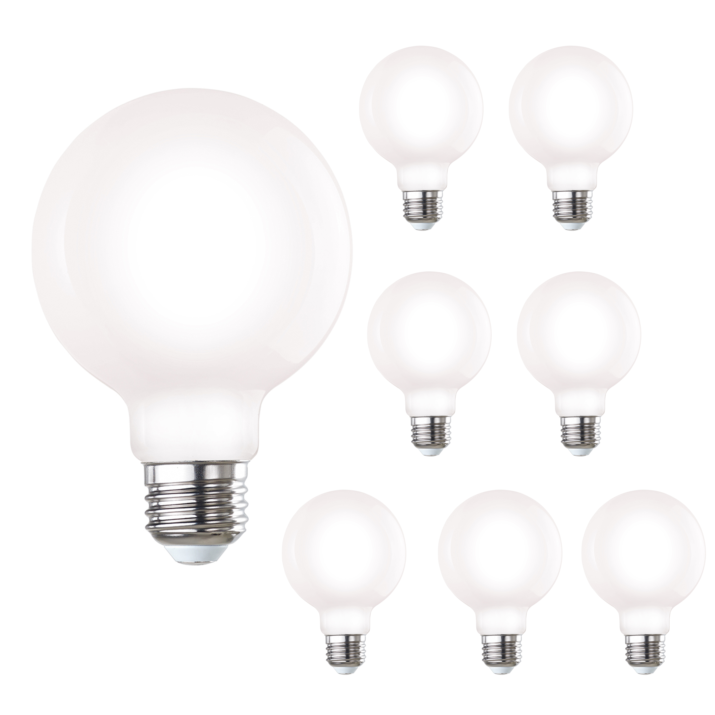 Bulbrite Pack of (8) 7 Watt Dimmable G25 Milky Finish Medium Screw (E26) LED Light Bulb, 650 Lumens, 2700K