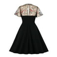 thumbnail image 2 of IBTOM CASTLE Women's Vintage 1950s Cocktail Party Polka Dots Prom Audrey Tea Dress Retro Swing Hepburn Party Gown L Floral Black, 2 of 8