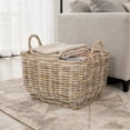 thumbnail image 6 of Kouboo Rectangular Storage Basket, Handwoven Rattan Basket with Handles, Organization & Home Décor for Storage, Large, Brown, 6 of 6