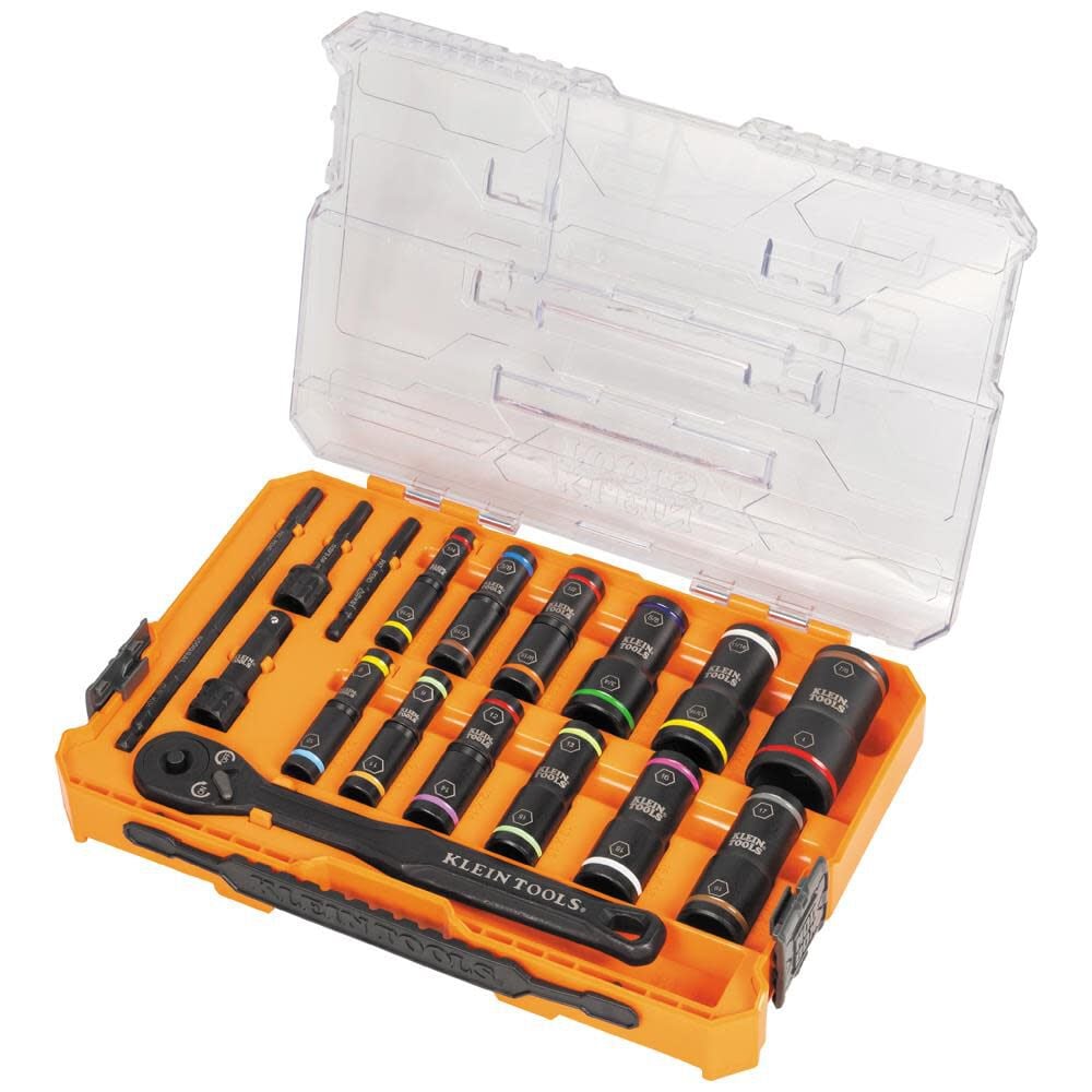 Klein Tools 65626 KNECT Flip-24 Deep-Well, Heavy-Duty Impact Socket Set