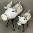 thumbnail image 6 of Zeckos White Finish Metal Flying Pig Standing Planters Set of 2, 6 of 6