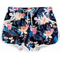 thumbnail image 2 of Women Summer Board Shorts Hawaiian Tropical Print Beach Swim Shorts with Pockets, 2 of 10