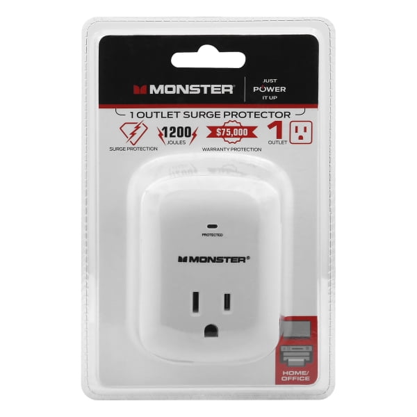 Monster 3001112 Just Power it Up 1200J 1 Outlets Wall Tap Design Surge