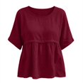 thumbnail image 5 of Womens Plus Size Babydoll Tops Summer Short Sleeve Peplum T Shirts Casual Loose Fit Crew Neck Going Out Tunics, 5 of 6