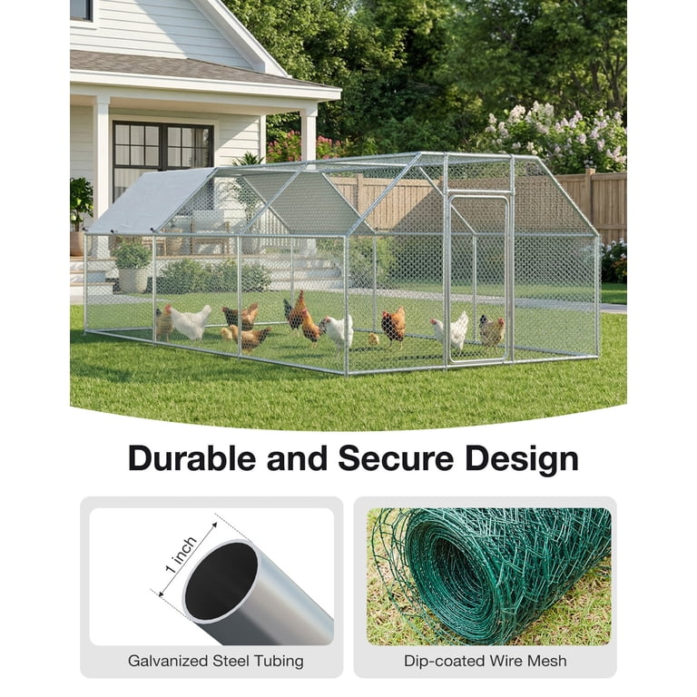 YODOLLA Outdoor Chicken Playpen, 19'x9'x6.5' Metal Cage