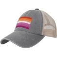 thumbnail image 2 of Lesbian Pride Rainbow LGBT Flag Cowboy Hat Vintage Mesh Baseball Cap Women Trucker Hat Men Dad Hat Snapback Hat Black, 2 of 8
