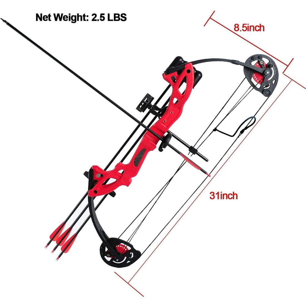 EROCK Teens Compound Right Hand Bow Archery Arrow Kit W/30" Target Hunting Set 15-29lbs