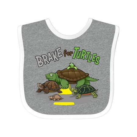 

Inktastic Brake for Turtles- Turtle Crossing Boys or Girls Baby Bib
