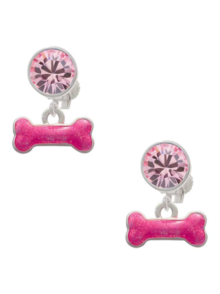 Pastel pink glitter clip on earrings
