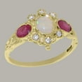thumbnail image 3 of LBG English Made 9k Yellow Gold Natural Opal Ruby Diamond Womens Engagement Ring - Size 8.5, 3 of 5