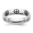 thumbnail image 3 of Auriga Fine Jewelry 925 Sterling Silver Polished Enameled Peace Sign Ring for Women Size- 5, 3 of 6
