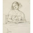 thumbnail image 2 of Wilhelm Marstrand 12x14 Gold Ornate Wood Frame and Double Matted Museum Art Print Titled - Sleeping Woman, Sitting at a Table (1810 - 1873), 2 of 4