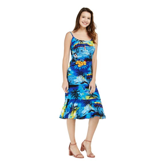 Hawaii Hangover Women's Hawaiian Mermaid Ruffle Dress Sunset Blue