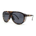 thumbnail image 2 of Mens Side Visor Oversized Flat Top Color Mirror Plastic Racer Sunglasses Matte Tortoise - Black, 2 of 4