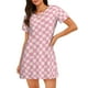 thumbnail image 1 of Easygdp Irregular Plaid Camisón de manga corta para mujer, informal, estampado, 1 of 6
