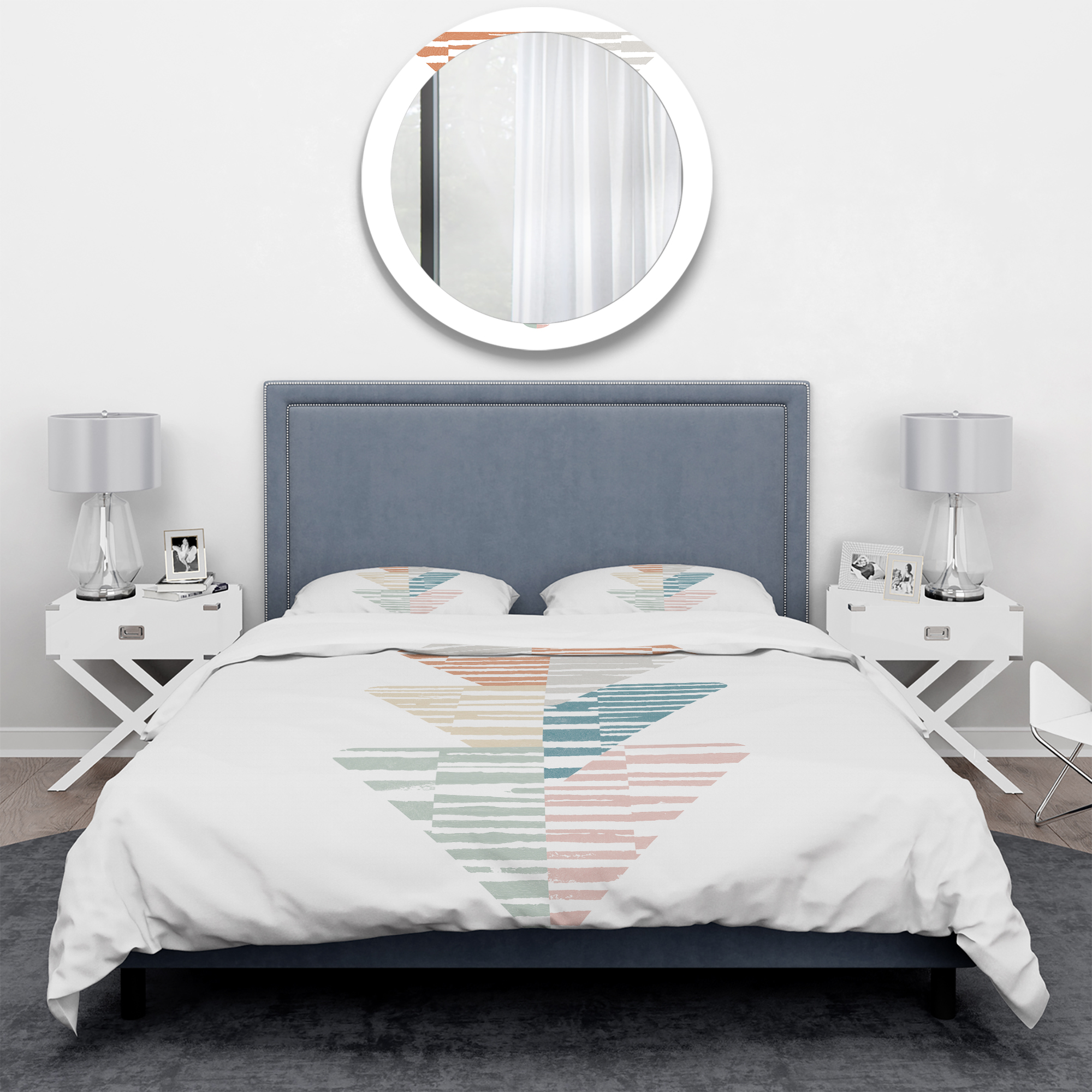 Designart 'Watercolor Geometric Triangle III' Geometric Duvet Cover Set