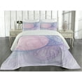 thumbnail image 2 of Ambesonne Purple Quilted Coverlet 3 Pcs, Abstract Fractal Shapes, Queen Size, Purple Pink, 2 of 4