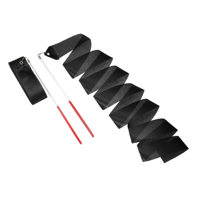 Uxcell 2 Pcs Cintas de Baile, 78.7" Cintas de Gimnasia Rítmica para Danza, Varitas de Malabarismo para Danza Artística y Entrenamiento de Gimnasia, Negro