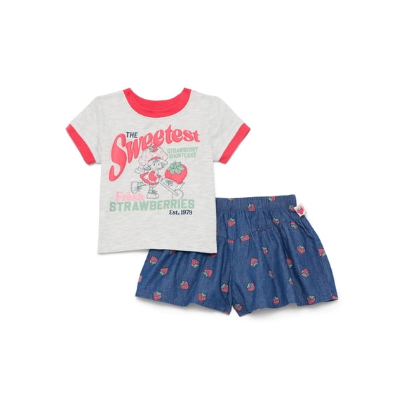 Strawberry Shortcake Toddler Girls Graphic Tee and Print Shorts Set, 2-Piece, Sizes 12M-5T