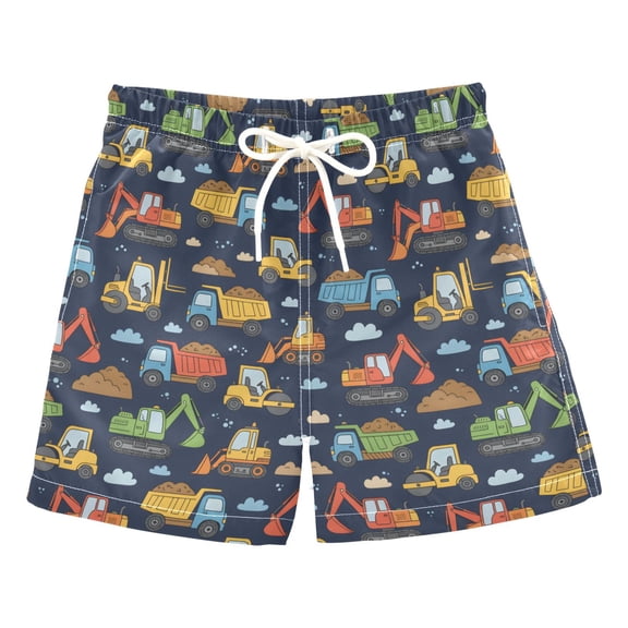 joogoo Boy Swim Trunks Truck Excavation Vehicle Bathing Beach Board Shorts Medium
