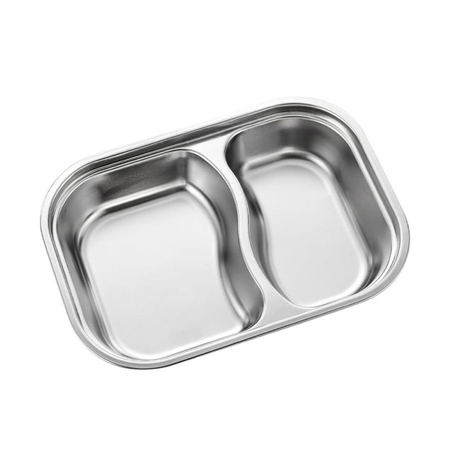Aihimol Assiettes Divisées en Acier Inoxydable, Plateau de Service Compact, Dîner Collation, Plats de Camping