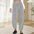 thumbnail image 3 of qucoqpe Women's Fuzzy Plush Pajama Pants Warm Fleece Drawstring Elastic Waist Wide Leg Teddy Pjs Bottoms Cuffed Lounge Pants, 3 of 6