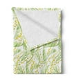 thumbnail image 2 of Garden Art Soft Flannel Fleece Blanket, Watercolor Mimosa Pattern Wild Spring Flowers Brush Strokes Effect, Cozy Plush for Indoor and Outdoor Use, 60" x 80", Apple Green and Yellow, by Ambesonne, 2 of 5