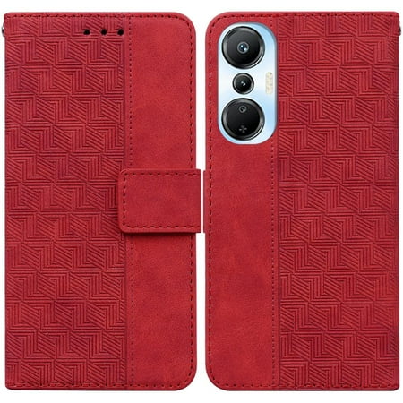 Case for Infinix Hot 20S Premium PU Leather Wallet Cover Geometric Embossed Kickstand Feature Flip Folio