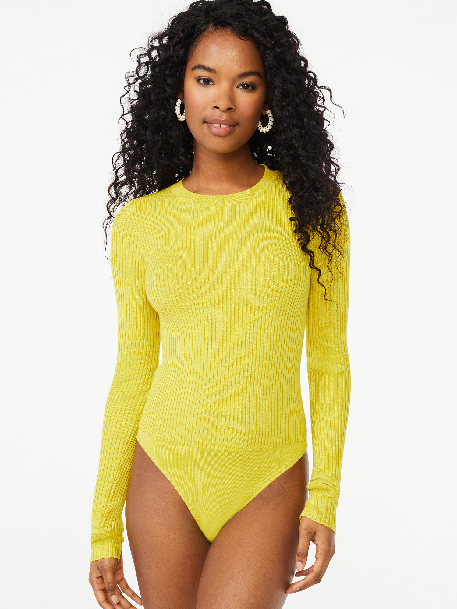 Scoop Women's Long Sleeve Bodysuit Sweater - Walmart.com