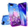 thumbnail image 3 of SOGA Cover Compatible for Google Pixel 3a Case, Liquid Floating Quicksand Case with Diamond Ring Stand for Magnetic Car Mount - Purple on Blue, 3 of 5
