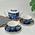 thumbnail image 4 of STP GOODS Dark Mizuki Porcelain Tea Set of 5 pcs for 2 in Gift Box Floral Tea/Coffee Cups 11.83 fl oz (350 ml) with Teapot 37.2 fl oz (1.1 L) Service for 2 Tea Cup and Saucer Set Tea Brewer, 4 of 4