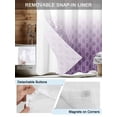 thumbnail image 3 of No Hook Cloth Fabric Shower Curtain with Snap in Liner, Moroccan Purple Waterproof Shower Curtains Set with See Through Top Window, Geometric Gradient Plaid Modern Bath Curtains Shower 54"x78", 3 of 6