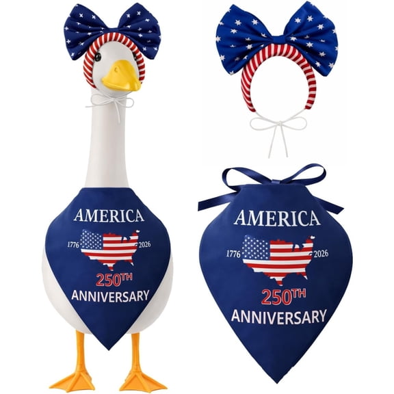 Patriotic Porch Pet Goose Garden Ornaments Clothing Set, American Flag Costume for Duck Decor, Outdoor Holiday Display, 1 Set