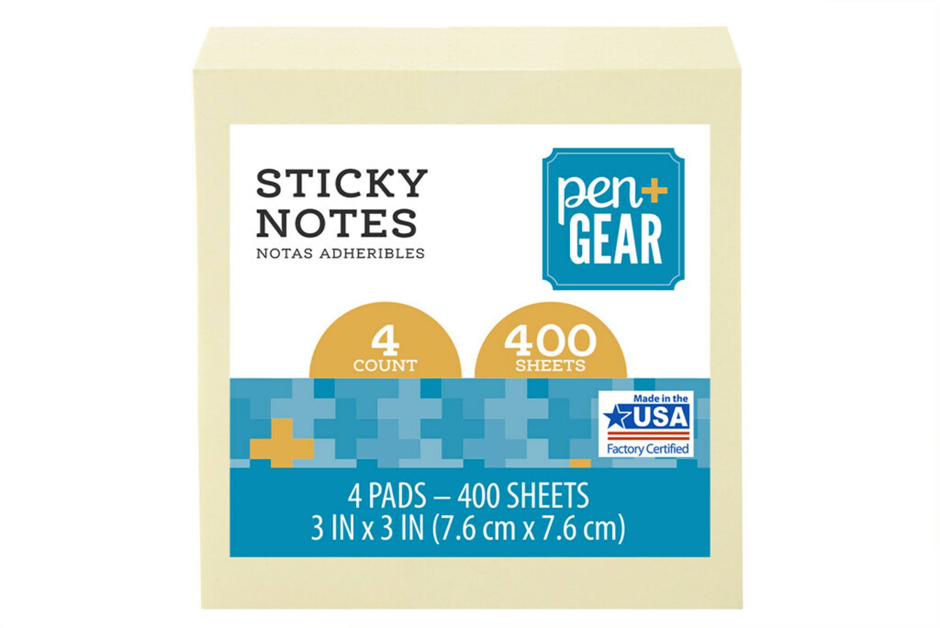 Pen + Gear Sticky Notes Yellow, 3 in. x 3 in. 100 Sheets/Pad, 4 Pads/Pack