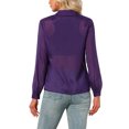 thumbnail image 3 of INSPIRE CHIC Women's Shirt Mesh Sheer Point Collar Long Sleeve Button Down Shirt S Dark Purple, 3 of 5