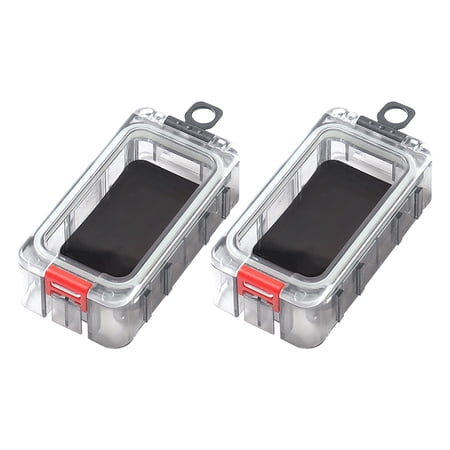 Hersfrd 2Pcs Expandable Fishing Tackle Box Luminous Waterproof Magnetic Box (Red Black)
