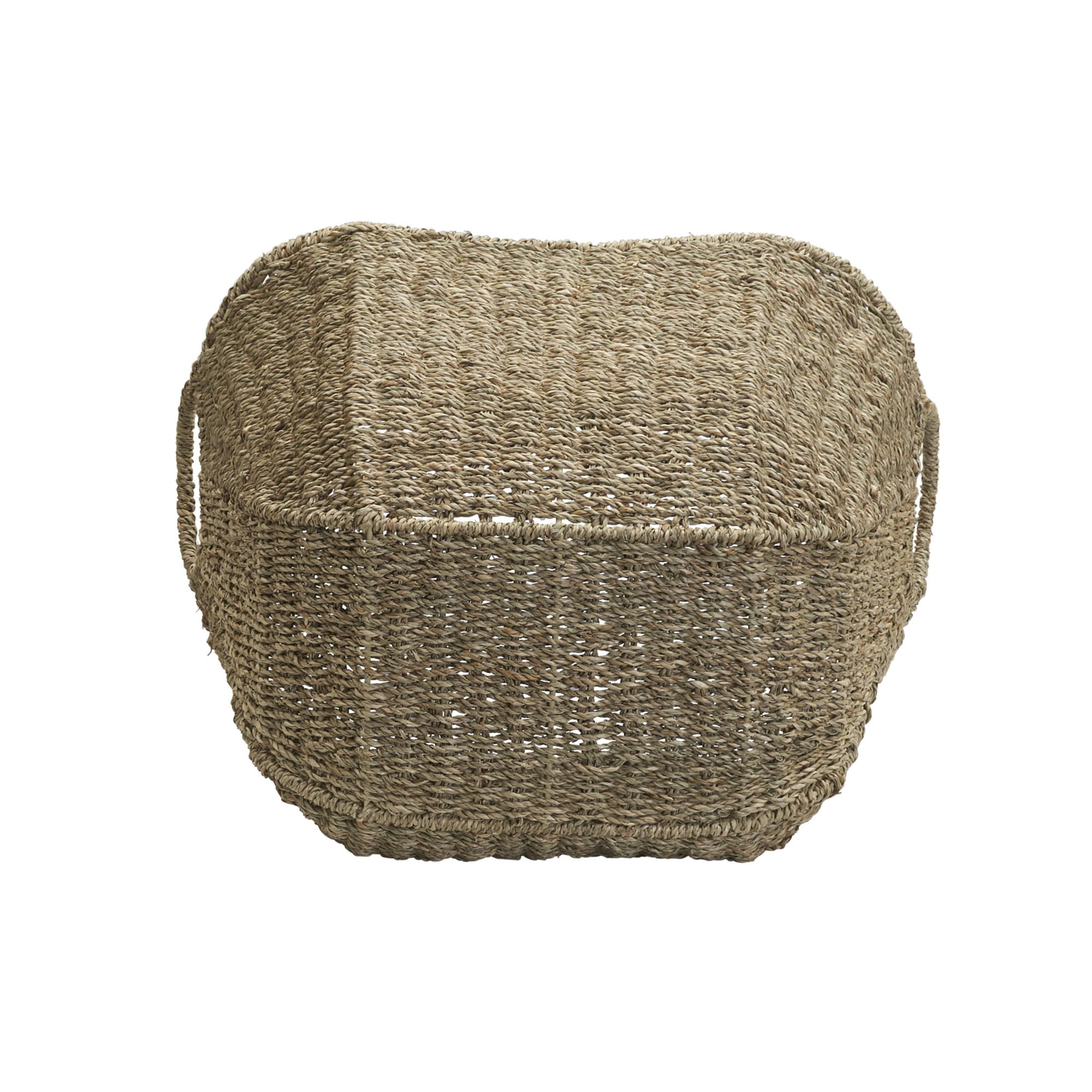 Household Essentials Natural Seagrass Basket with Handles, Natural Woven Wicker Storage Basket, Great for Decoration or Organization