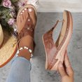 thumbnail image 4 of Miluxas Sandals Women Flip Flops Clearance: Wedge Platform Comfortable Beach Shoes Dressy Summer Sandals for Women Casual Slides Brown 7.5(40), 4 of 7